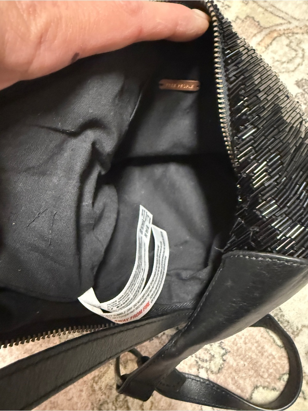 NWOT Free People Bugle Beaded Shoulder Bag- Black - Picture 6 of 6